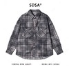 SDSA男士秋冬新款痞帅男装韩版休闲扎染格子纽扣翻领长袖衬衫百搭 商品缩略图0