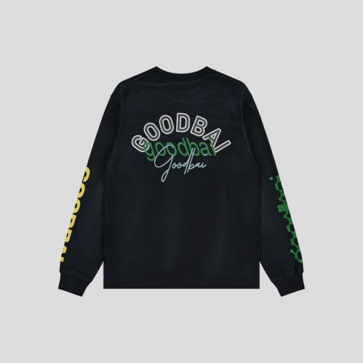 GOODBAI 圆领组合logo印花做旧洗褪长袖T恤 商品图4