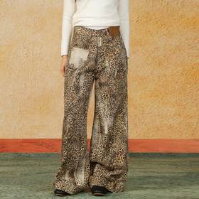 秋季休闲个性豹纹阔腿裤女纪念日百货门店同款165494580
