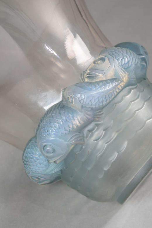 独角鹿西洋古董1930年法国顶级水晶工坊莱俪LALIQUE设计出品「PIRIAC 皮里亚克」主题欧泊水晶花瓶 商品图3