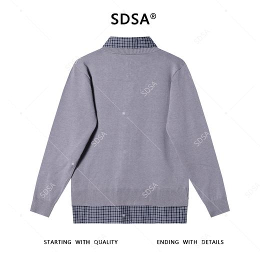 SDSA秋冬新款痞帅男装韩版拼接撞色假两件针织毛衣复古翻领上衣 商品图5