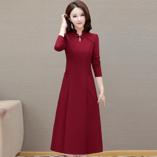 QYM 1315C520-Y新中式国风复古旗袍连衣裙 商品图0