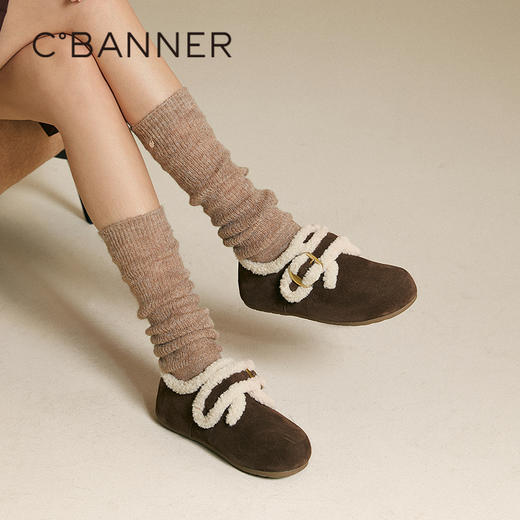 【云粉节】BF楼千百度2025加绒勃肯鞋薄底雪地靴女鞋平底毛毛鞋A25690802吊牌价899活动价799 商品图2