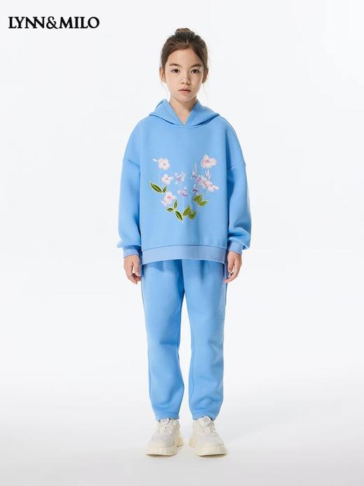 【春上新】8楼 LYNN&MILO琳麦罗蓝色六明治绣花宽松卫衣套装 商品图0