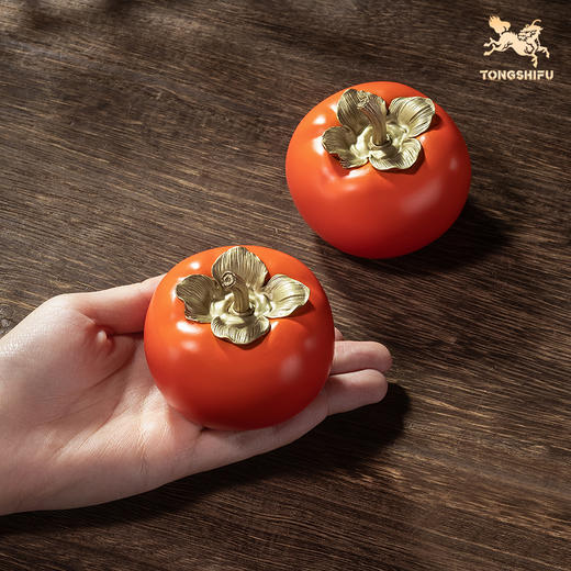 铜师傅《事事如意》客厅桌面铜柿子摆件 家居装饰工艺品 中秋礼物 商品图4