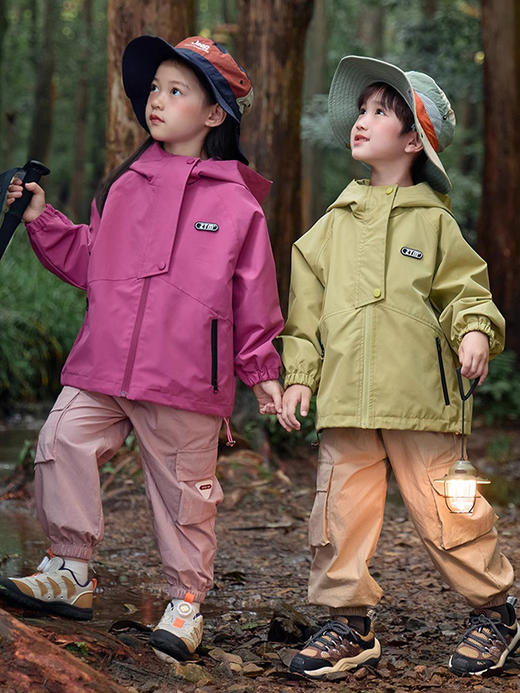 宸之昊儿童冲锋衣春秋款2025新款洋气小女孩夹克女童连帽上衣男童外套潮★ 商品图1