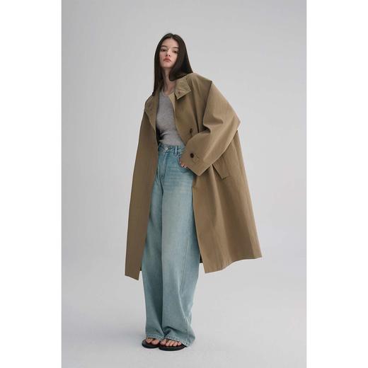 MAISON CECILE 美国匹马棉亚麻肌理感廓形随性单排扣立领风衣 商品图0