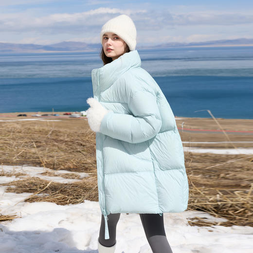 【90白鹅绒】三彩2025冬季新款中长鹅绒服防水易打理羽绒服M 商品图2