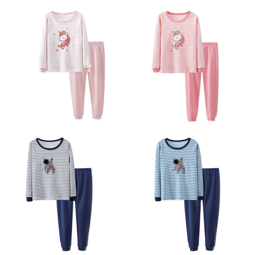 110-170纯棉收口款中大童男女童秋衣秋裤套装儿童内衣