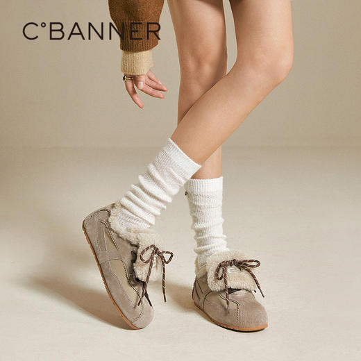 【云粉节】BF楼【上新】千百度薄底时尚雪地靴女2025冬季新款毛毛鞋勃肯鞋短靴A25663502吊牌价999活动价799 商品图2