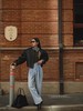 天猫同步【四面弹/不鼓包不变形】拉夏贝尔/La Chapelle高腰窄版阔腿裤女新款设计感捏褶显瘦百搭牛仔裤 商品缩略图5