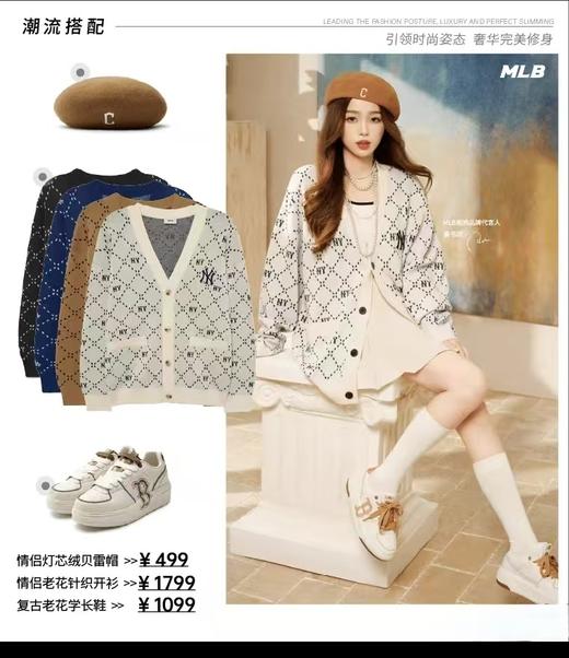 得物同步MLB男女同款慵懒风满印老花针织外套开衫 商品图8