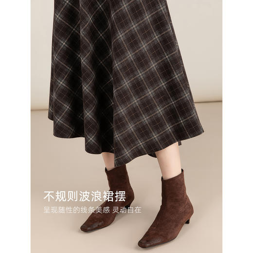 「高货xg」全新升级【铂金会员192/天猫259/差价67】(70631)洛诗琳复古格纹不规则半身裙2025秋冬新款高腰显瘦A字裙 商品图3