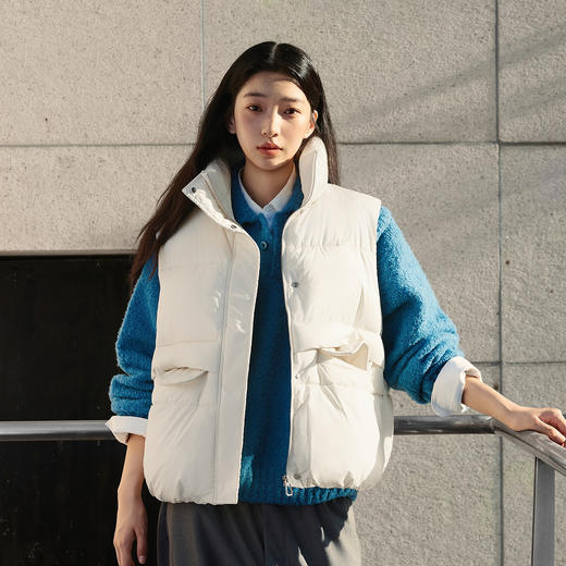 森马棉马甲女冬季防泼水纯色oversize立领面包服叠穿时尚百搭外套 商品图2