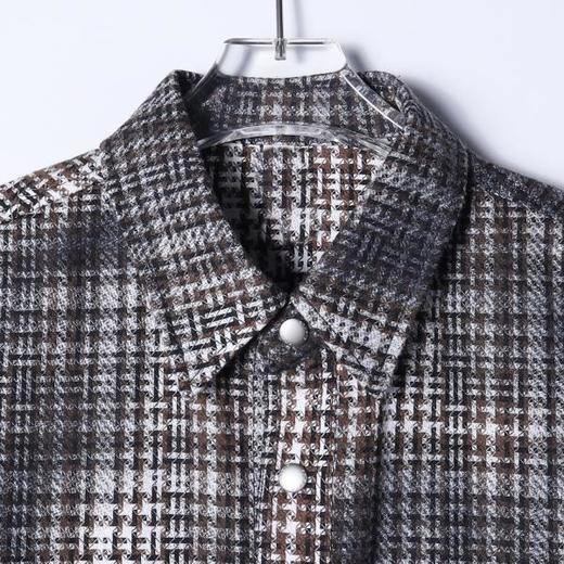 SDSA男士秋冬新款痞帅男装韩版休闲扎染格子纽扣翻领长袖衬衫百搭 商品图1