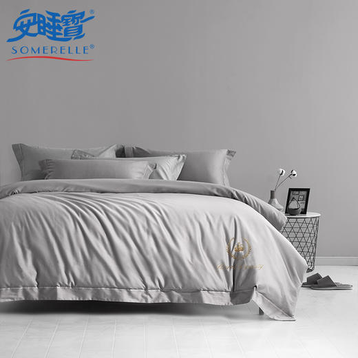 【云粉节】10楼 安睡宝 长绒棉绣花双人四件套-玉粉/紫色/浅灰 吊牌价2599元 活动价599元 商品图5