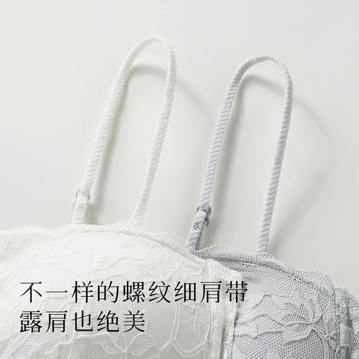 【蕾丝抹胸防走光】薄款透气小胸聚拢内衣女舒适有型无钢圈文胸盈盈花羽 商品图6