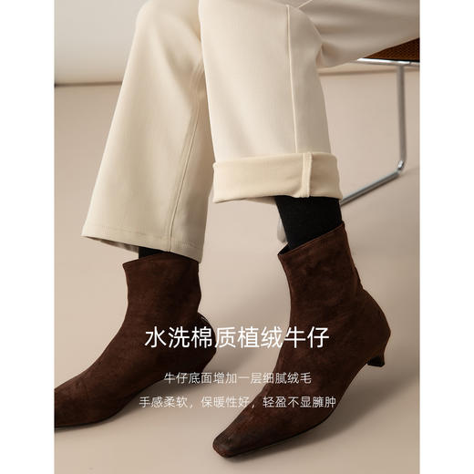 「高货xg」全新升级【铂金会员183/天猫239/差价56】(71716)洛诗琳莱赛尔白色加绒牛仔裤2025冬季新款显瘦九分烟管裤 商品图2