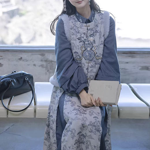 裁缝学苑AH74国风中式灯笼袖翻领衬衣纸样马甲折裥裙牛仔打版裁剪图 商品图2