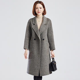 TC 2155115气质双面呢大衣羊毛韩系慵懒宽松大码毛呢外套