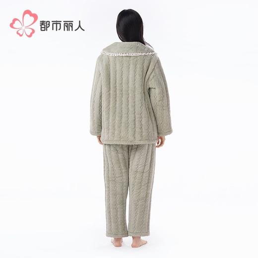 都市丽人女士睡衣女装法兰绒家居服长袖长裤加厚夹棉套装LHH1P3 商品图3