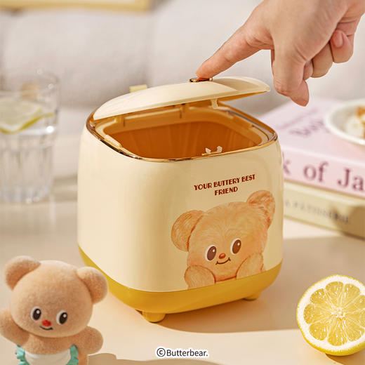 【摩登主妇&黄油小熊】桌面小垃圾桶家用迷你高颜值带盖客厅纸篓 商品图4