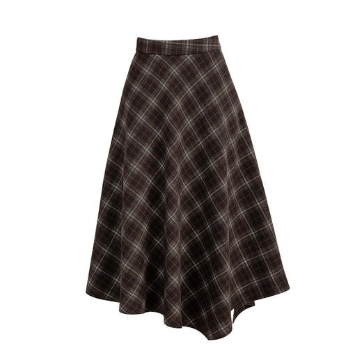 「高货xg」全新升级【铂金会员192/天猫259/差价67】(70631)洛诗琳复古格纹不规则半身裙2025秋冬新款高腰显瘦A字裙 商品图4