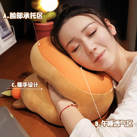一面温暖，一面清凉【冰丝清凉！毛绒温暖】卡皮巴拉水豚午睡枕趴睡枕办公室午休神器抱枕女生小学生睡觉儿童。ha 商品图3