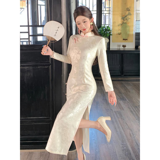 秋冬旗袍女新中式2025新款长袖订婚礼服平时可穿绝美气质高端改良 商品图0