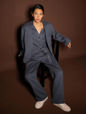 Puree｜#1221 Belted pants 羊绒羊毛双面绒腰带打褶长裤 [  浅蓝 / 浅驼 / 浅灰 ]