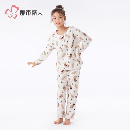 都市丽人睡衣男童女童雪粒绒家居服长袖长裤童装摇粒绒套装JHH9C9 商品图2