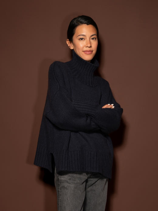 Puree｜#1969 Cocoon Sweater High Neck 羊绒高领茧型厚毛衣 [  白 / 黑  ] 商品图7