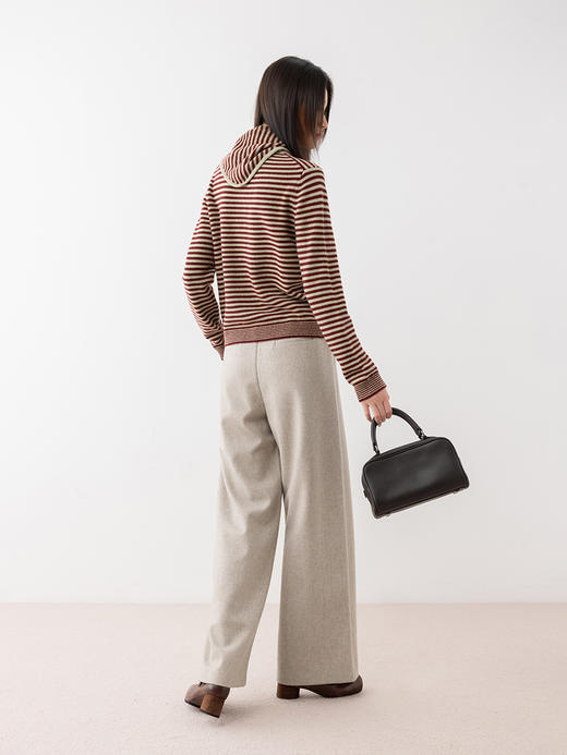 COCO ZONE 秋季条纹单排扣针织衫圆领长袖上衣CC1C2081 商品图1