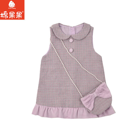 棉果果冬季新品女童巴厘纱丁香紫背心连衣裙小香风背心裙M422702425733 商品图1