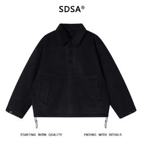 SDSA秋冬新款痞帅男装韩版纯色polo领针织卫衣下摆松紧设计百搭