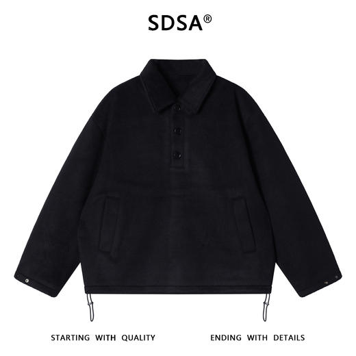 SDSA秋冬新款痞帅男装韩版纯色polo领针织卫衣下摆松紧设计百搭 商品图0