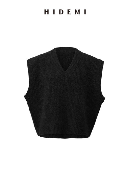 HIDEMI 甄选羊驼毛系列进口羊驼毛加厚款V领大廓形极简宽松马甲背心 商品图7