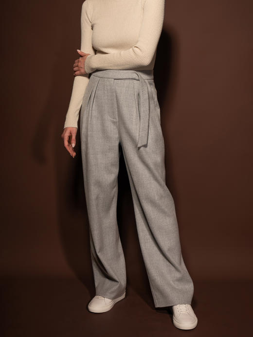 Puree｜#1221 Belted pants 羊绒羊毛双面绒腰带打褶长裤 [  浅蓝 / 浅驼 / 浅灰 ] 商品图4