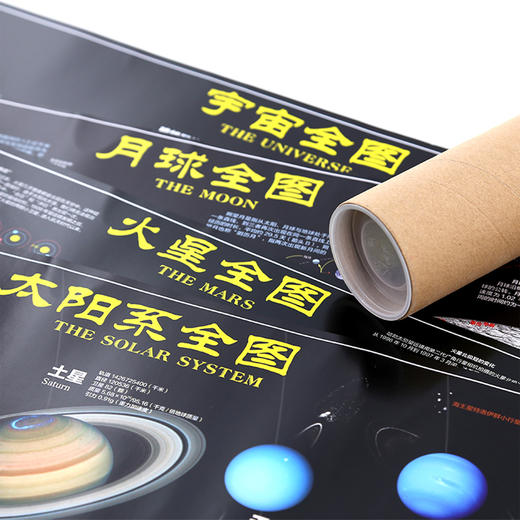 新版太空地图——太阳系、火星、月球、宇宙全图（套装4张） 商品图2