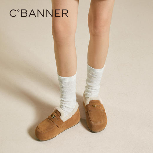 【云粉节】BF楼千百度2025加绒短绒平跟一脚蹬乐福豆豆雪地鞋女A25690803吊牌价899活动价799 商品图1