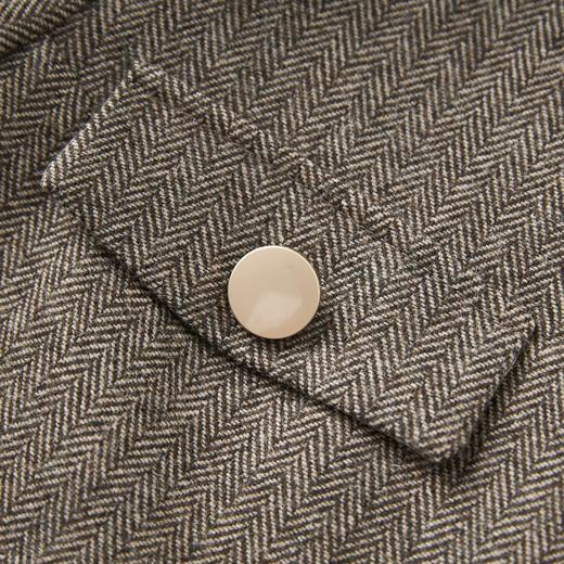 「高货wl」全新升级【铂金会员441/天猫599/差价158】(99910)洛诗琳法式小香风人字纹毛呢短外套高腰A字半身裙两件套 商品图3