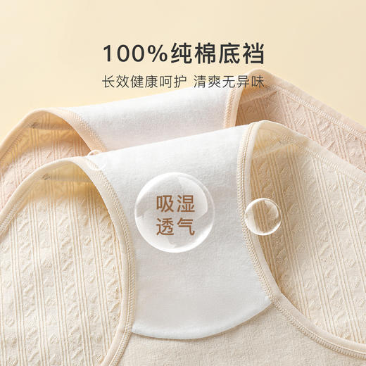 【10A抑菌 加长纯棉裆】4条装内裤女大码高腰收腹舒适不夹臀C09浮雕旋纹内裤 商品图4
