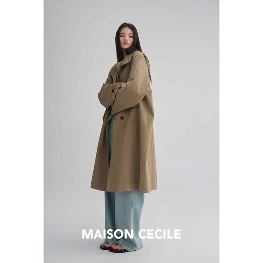 MAISON CECILE 美国匹马棉亚麻肌理感廓形随性单排扣立领风衣 商品图4