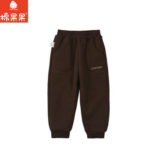 棉果果冬季新品男童卡其色复合羊羔绒保暖加厚针织加绒长裤M402200425757 商品图1