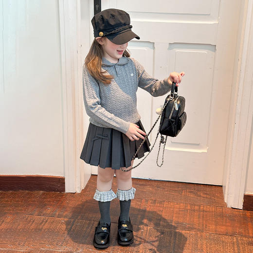 宸之昊儿童保暖小翻领针织上衣童装女童气质百搭洋气绞花毛衣★ 商品图7