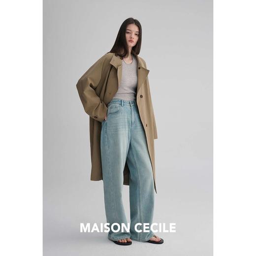 MAISON CECILE 美国匹马棉亚麻肌理感廓形随性单排扣立领风衣 商品图3