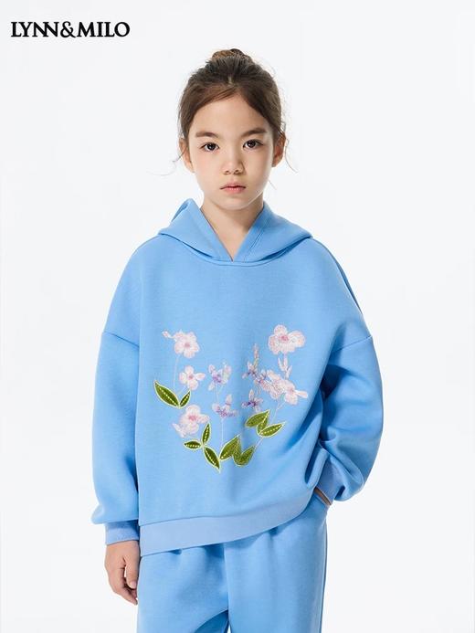 【春上新】8楼 LYNN&MILO琳麦罗蓝色六明治绣花宽松卫衣套装 商品图2