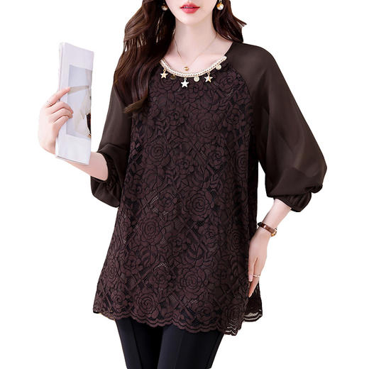 KQL A56N8126洋气拼接蕾丝衫宽松上衣 商品图4