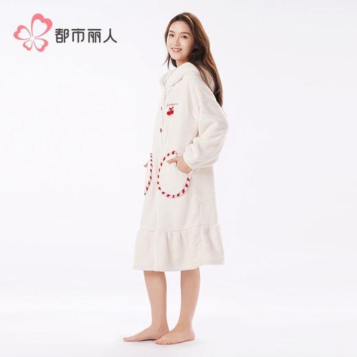 都市丽人睡衣女士睡衣美舒绒睡衣女士家居服法兰绒单件袍LHH7B3 商品图2