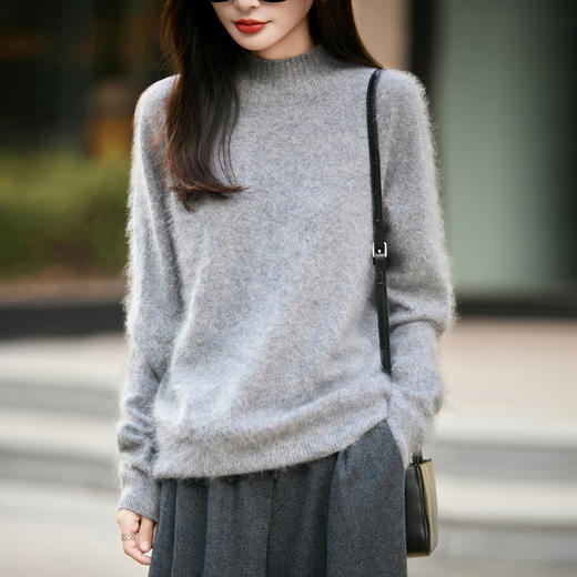 馥迦慵懒软糯拉绒拉毛无缝半高领羊毛衫 商品图8